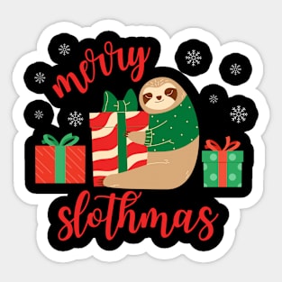 Merry Slothmas Sloth with Christmas Presents Sticker